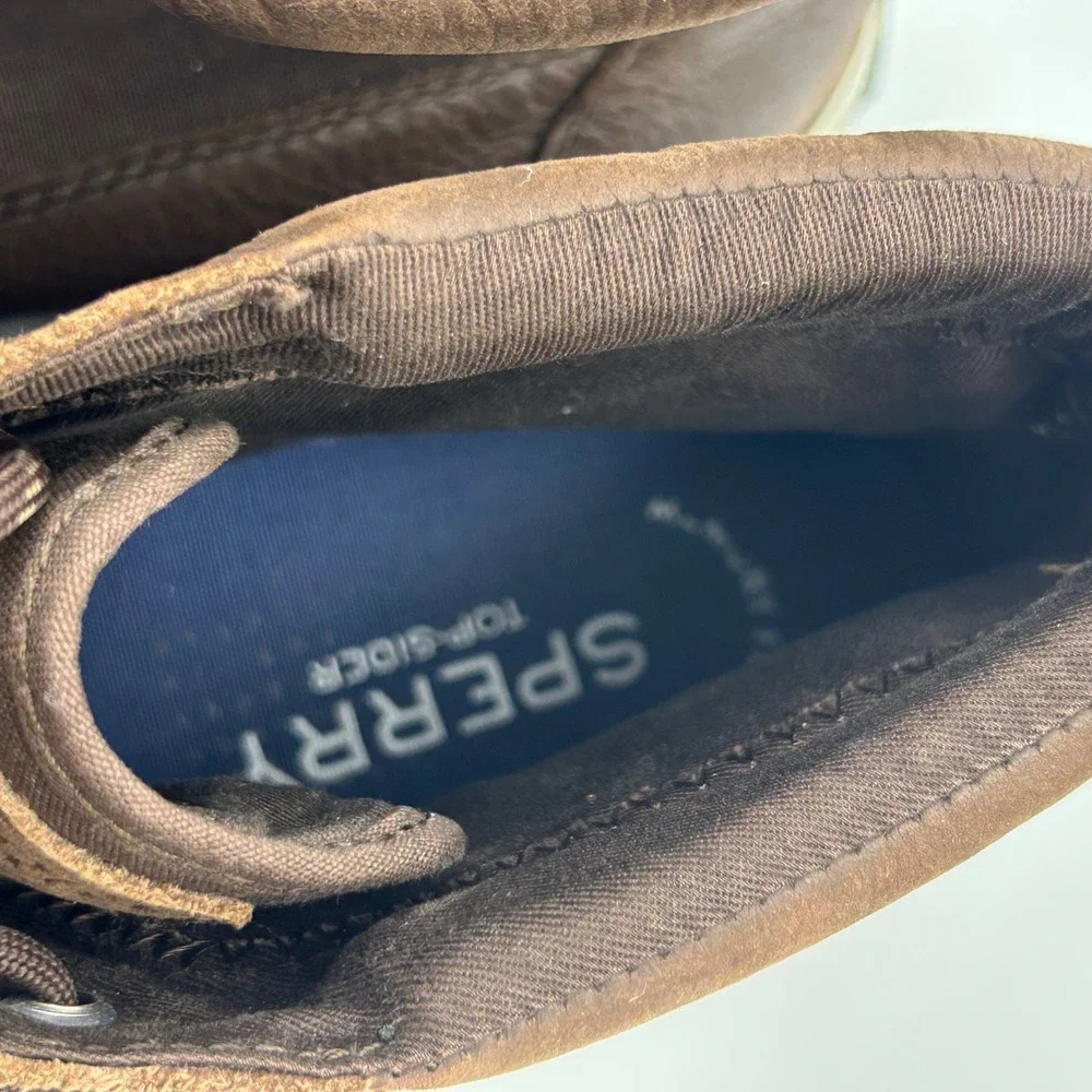 Sperry Halyard Sneaker Boots Leather Chukka Mens 12 Brown Mid Top Preppy Rugged